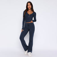 Imperia | Women's Button-Front Comfortable Top in Dark Blue