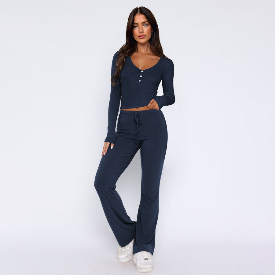 Imperia | Women's Button-Front Comfortable Top in Dark Blue