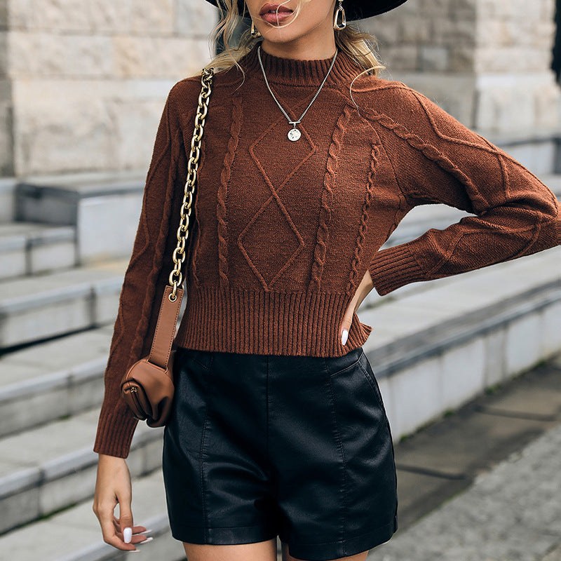 Inga | Women's Knit Sweater in Chestnut Brown