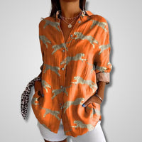 Inga | Women's Vintage Button Down Blouse in Orange