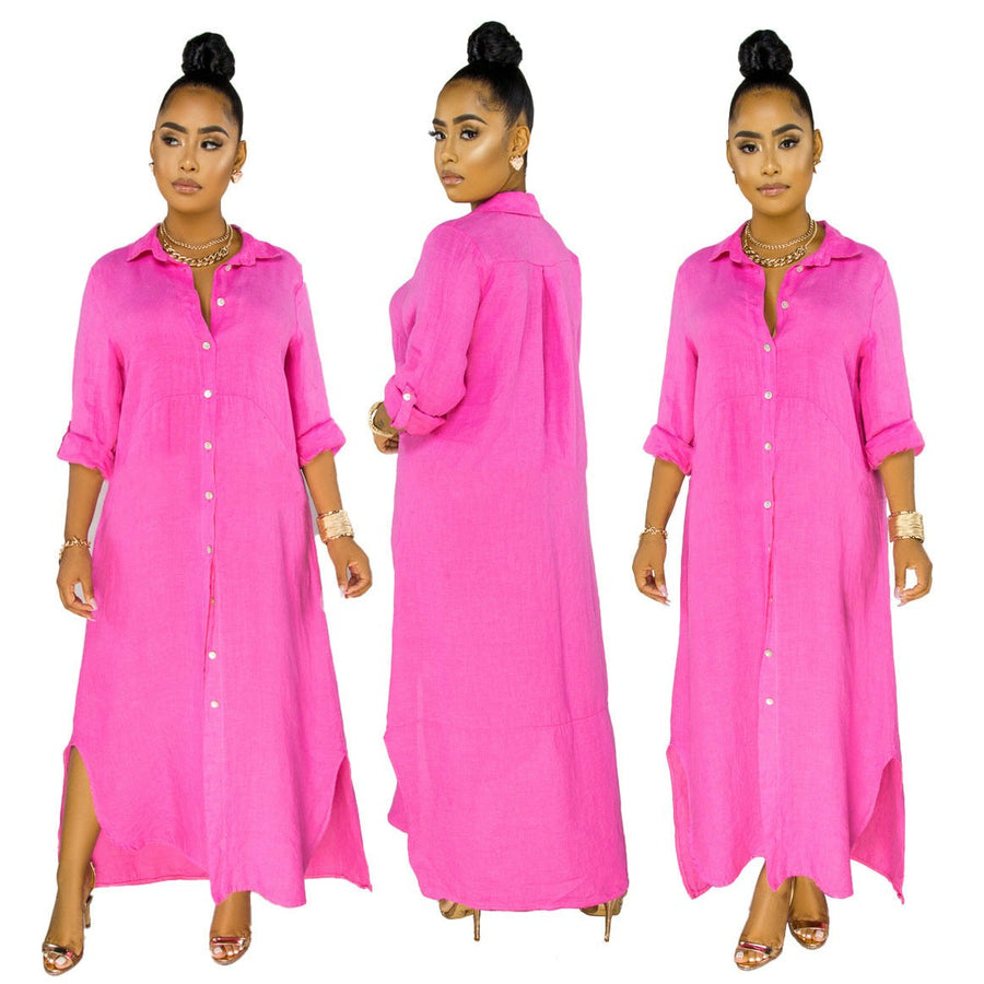 Ingeborga | Women's Slit Shirt Dress