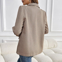 Ingelise | Women's Plaid Blazer in Khaki