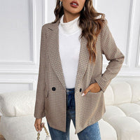 Ingelise | Women's Plaid Blazer in Khaki