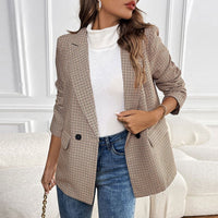 Ingelise | Women's Plaid Blazer in Khaki