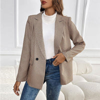 Ingelise | Women's Plaid Blazer in Khaki