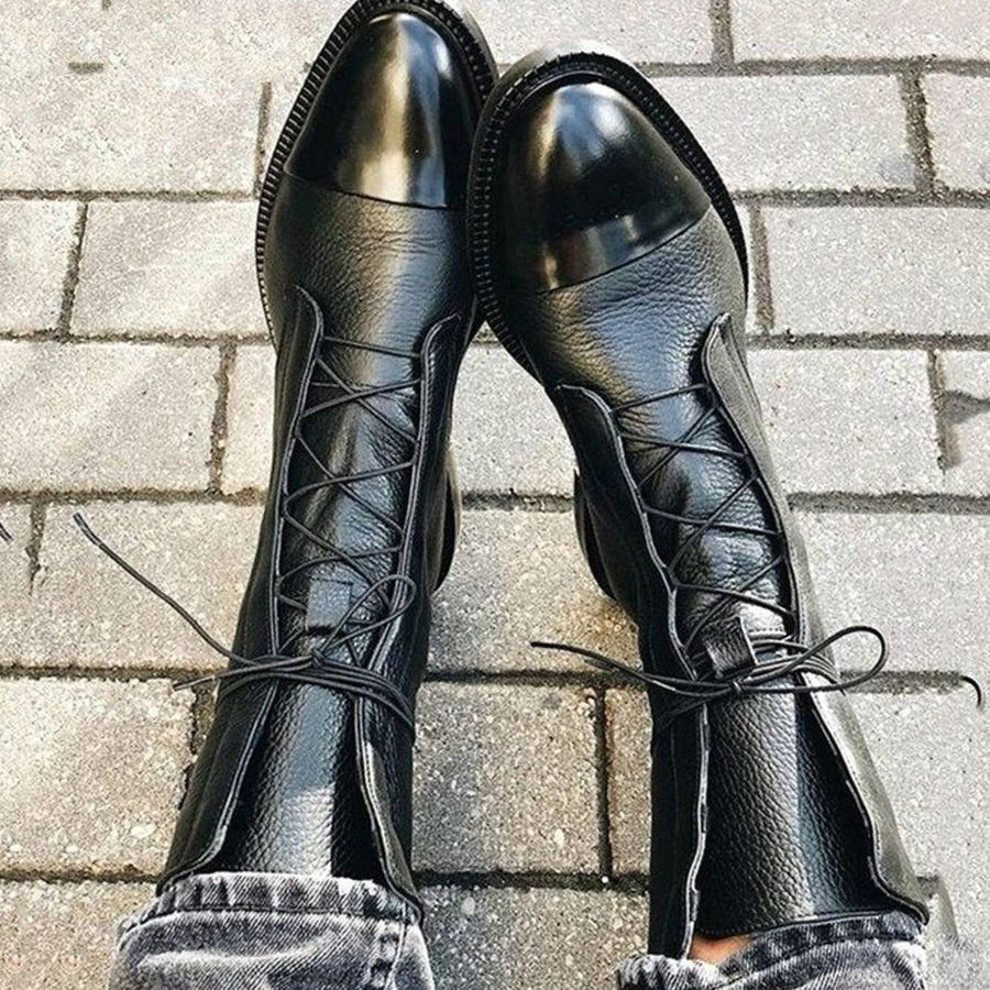 Ingrid | Women's Classic Leather Lace-Up Ankle Boots in Black