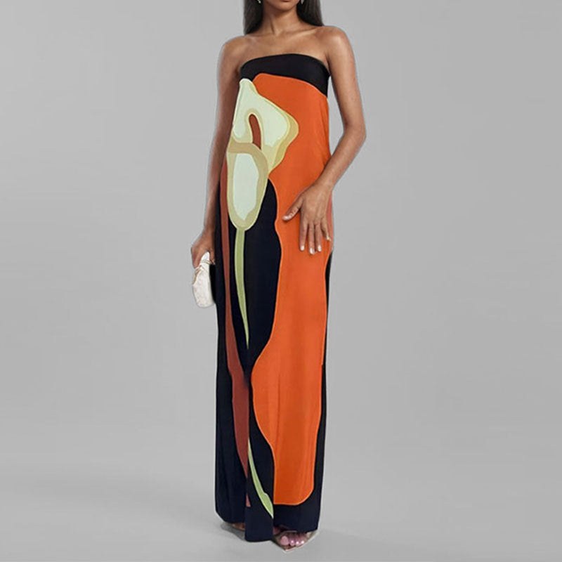 Inkeri | Women's Elegant Maxi Dress in Orange
