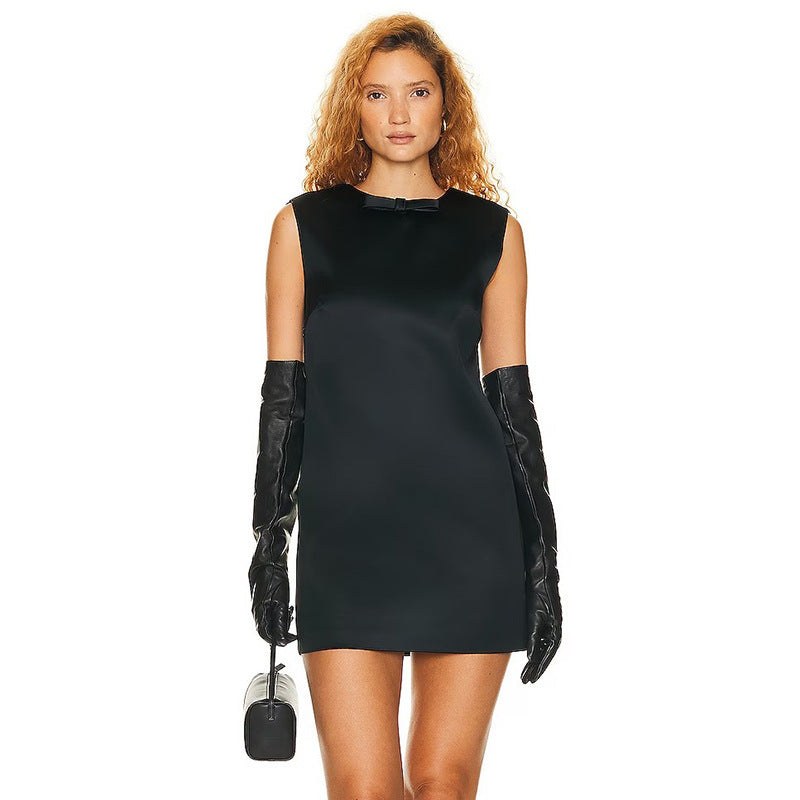 Iolanthe | Women's Satin Elegant Mini Dress in Black