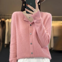 Iolanthe | Women's Button Front Knit Cardigan in Pink
