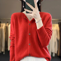 Iolanthe | Women's Button Front Knit Cardigan in Red