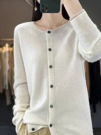 Iolanthe | Women's Button Front Knit Cardigan in White