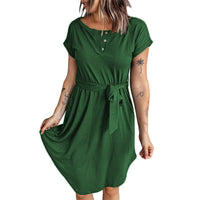 Iolanthea | Women's Waist Belt Belted Dress – Casual Dress in Green