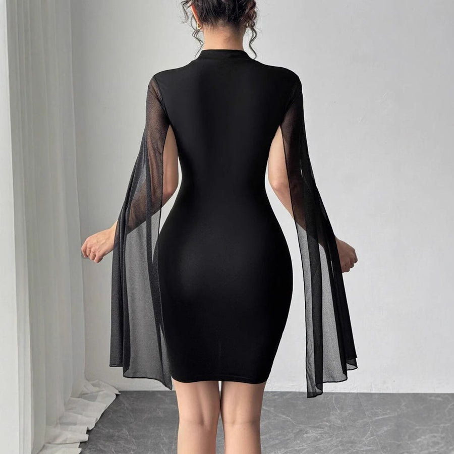 Iona | Women's Bodycon Sheer Dress in Black