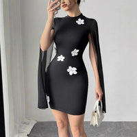 Iona | Women's Bodycon Sheer Dress in Black