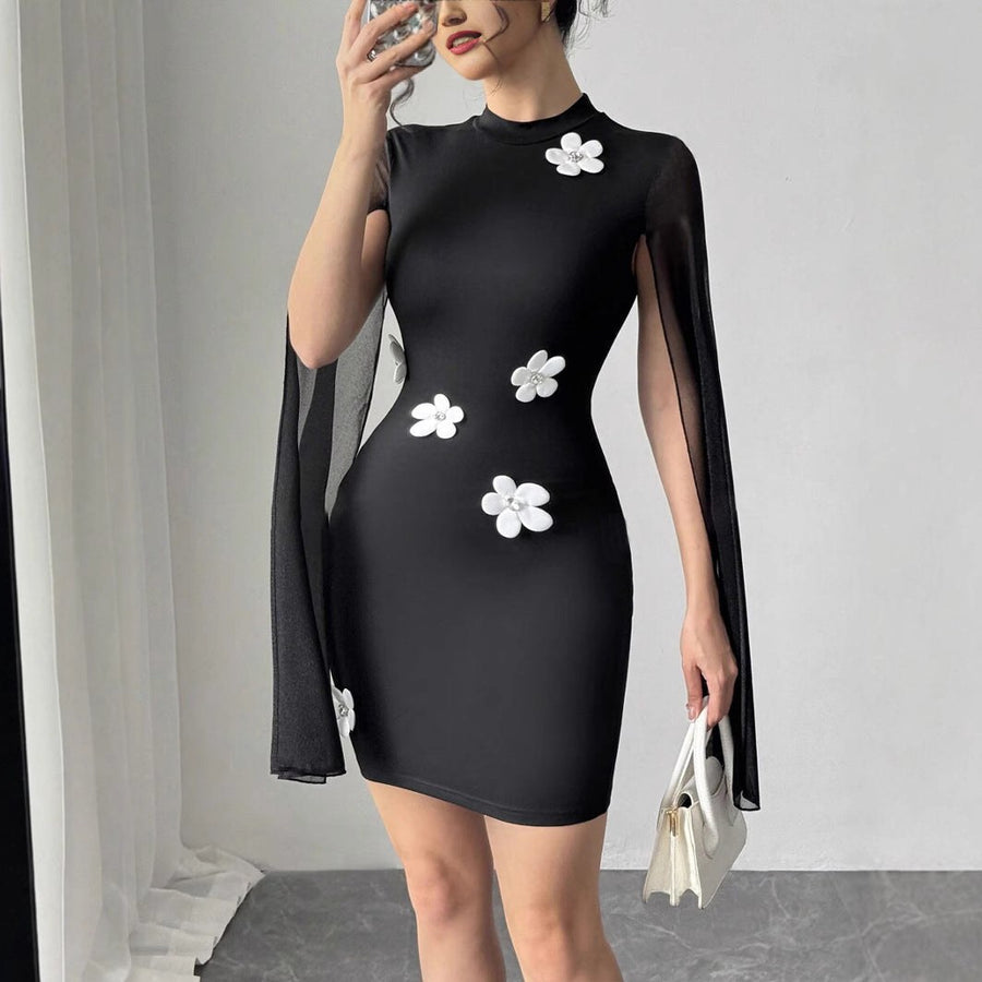 Iona | Women's Bodycon Sheer Dress in Black