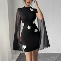 Iona | Women's Bodycon Sheer Dress in Black