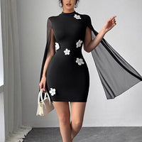 Iona | Women's Bodycon Sheer Dress in Black