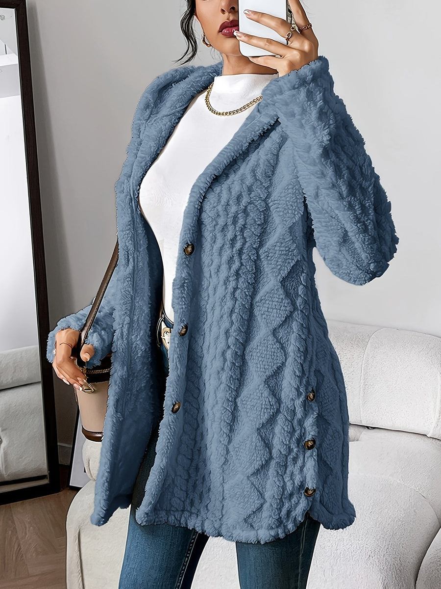 Iona | Women's Hooded Casual Style Cardigan in Blue Gray