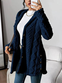 Iona | Women's Hooded Casual Style Cardigan in Dark Blue