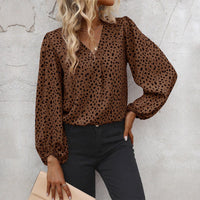 Iphigenia | Women's V-Neck Voluminous Blouse in Chestnut Brown