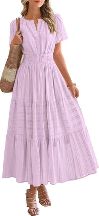Irelia | Women's V-Neck Elegant Maxi Dress in Light Purple