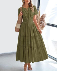 Irelia | Women's V-Neck Elegant Maxi Dress in Olive Green