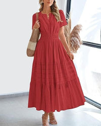 Irelia | Women's V-Neck Elegant Maxi Dress in Red