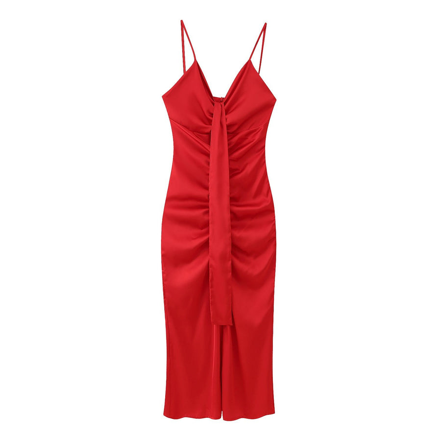 Irene | Women's Wrap Bodycon Elegant Dress in Red