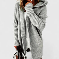 Irma | Women's Hooded Open Front Cardigan in Gray