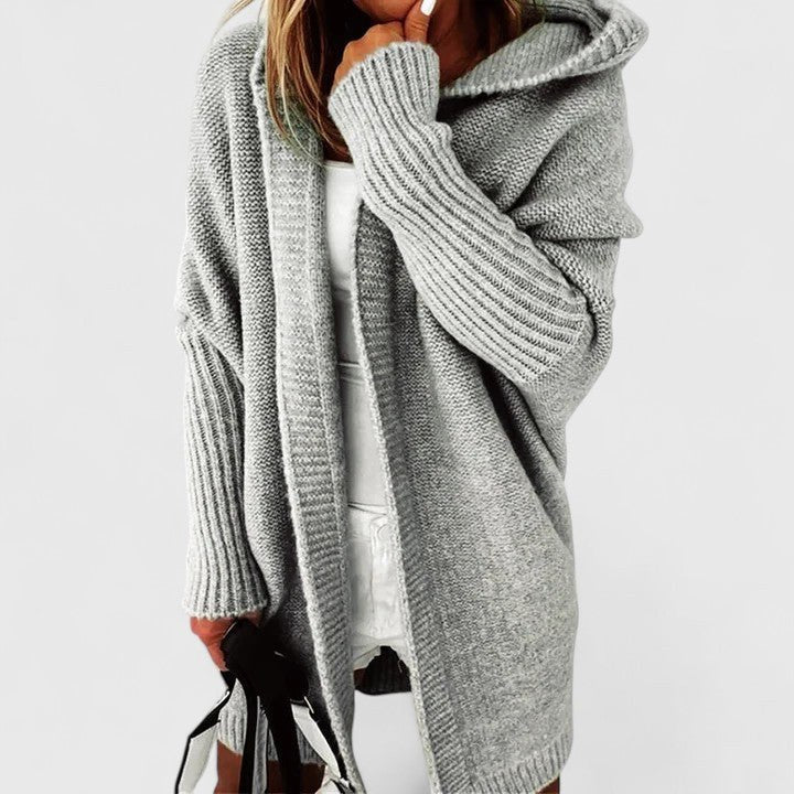 Irma | Women's Hooded Open Front Cardigan in Gray