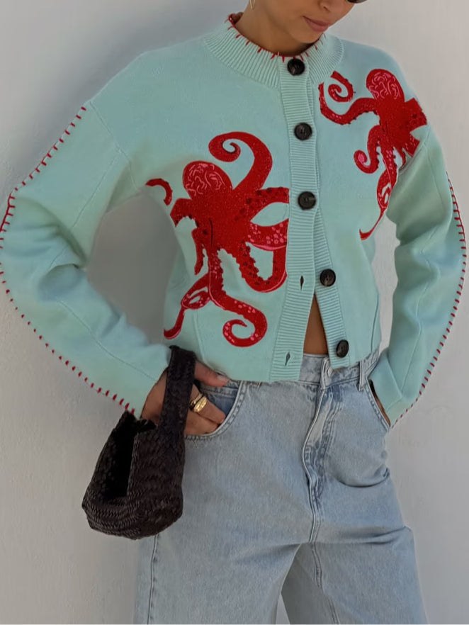 Isabeau | Women's Octopus Pattern Knit Cardigan