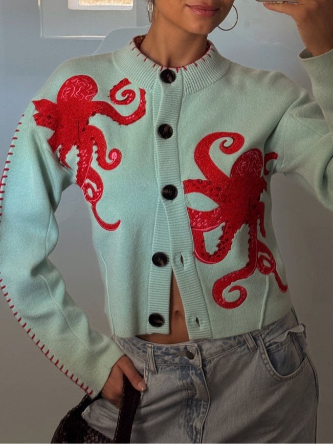 Isabeau | Women's Octopus Pattern Knit Cardigan