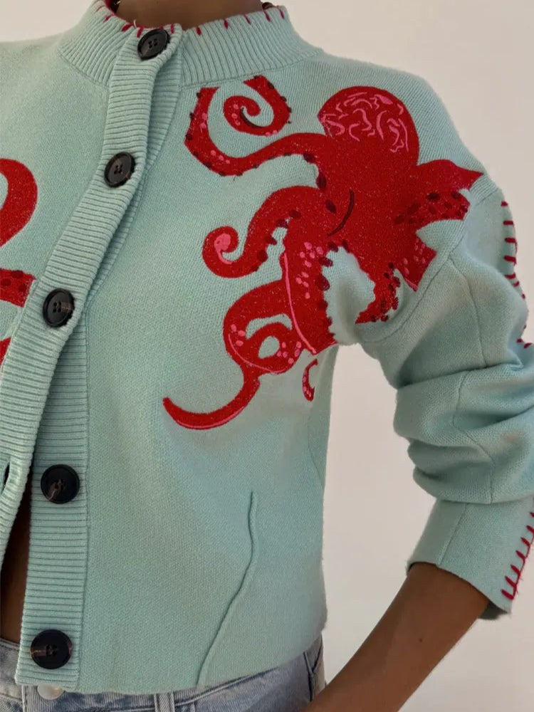 Isabeau | Women's Octopus Pattern Knit Cardigan