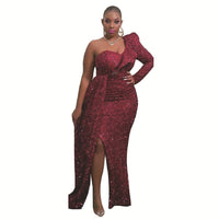 Isabeau | Women's Asymmetric Elegant Maxi Dress in Wine Red