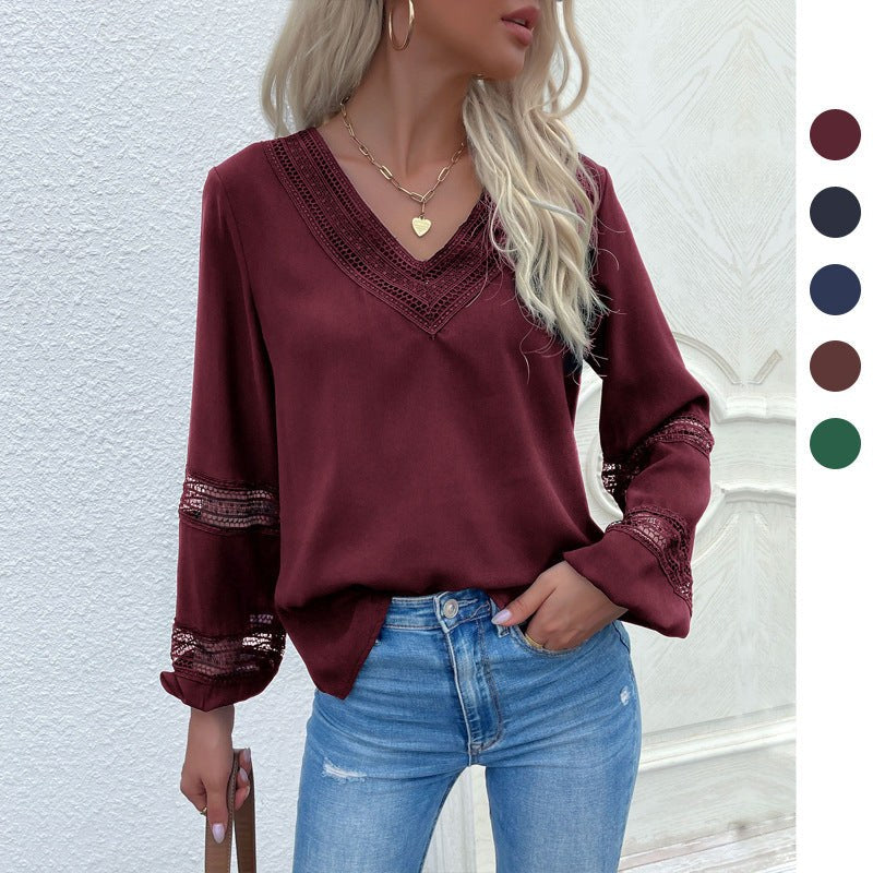 Isadora | Women's V-Neck Lace Modern Blouse