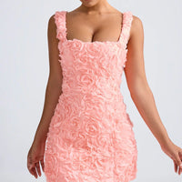 Isadora | Women's Textured Bodycon Mini Dress in Pink