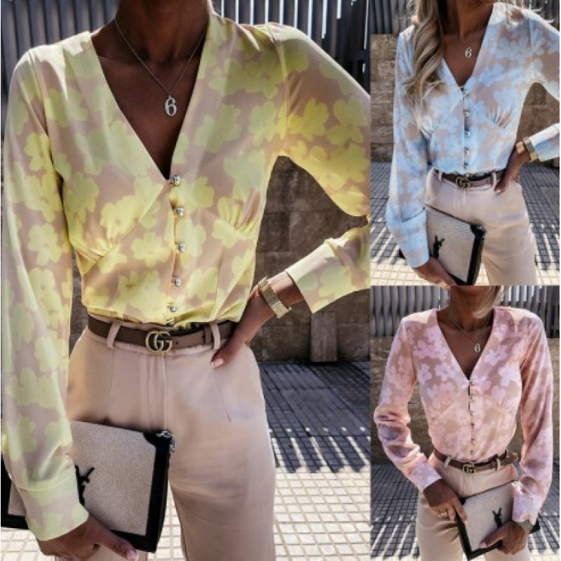 Isaline | Women's Button-Front Floral Blouse