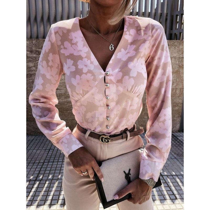 Isaline | Women's Button-Front Floral Blouse