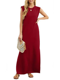 Isaline | Women's Flowing Modern Maxi Dress in Red