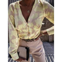 Isaline | Women's Button-Front Floral Blouse in Yellow