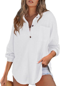 Isandra | Women's Button Detail Long Sleeve Shirt in White