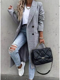Iselin | Women's Floral Print Elegant Coat in Gray
