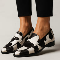 Isla | Women's Cow-Print Pointed-Toe Slip-On Modern Loafers