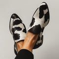 Isla | Women's Cow-Print Pointed-Toe Slip-On Modern Loafers – Mary Janes