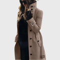 Ivory | Women's Button Front High Stand Collar Coat
