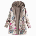 Jacqueline | Women's Fleece-Lined Hooded Floral Coat Long-Sleeve Zip-Up – Fleece Jacket