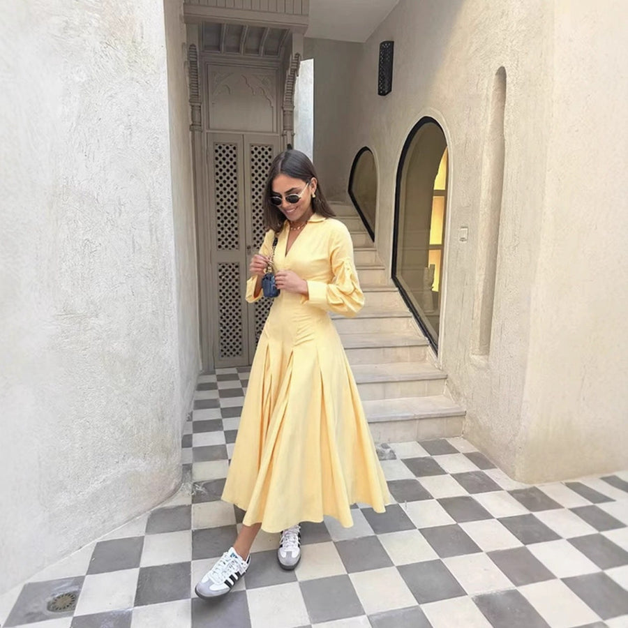 Jacqueline | Women's V-Neck Elegant Shirt Dress in Kleid