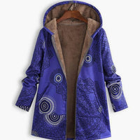 Jacqueline | Women's Fleece-Lined Hooded Floral Coat Long-Sleeve Zip-Up in Purple