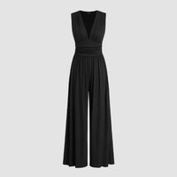 Jacquetta | Women's Full Length Wide Leg Jumpsuit in Black