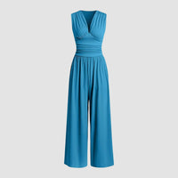 Jacquetta | Women's Full Length Wide Leg Jumpsuit in Blue